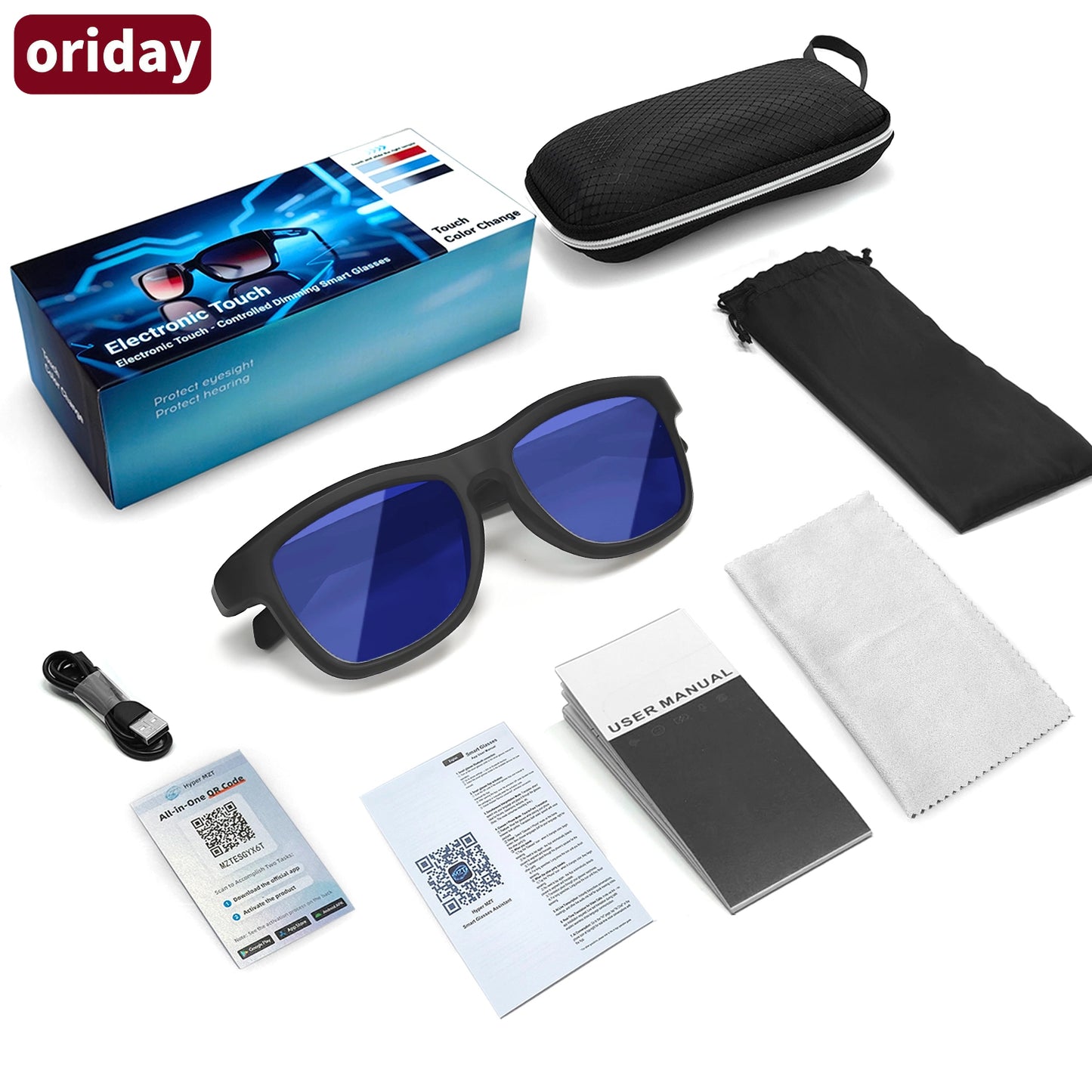Oriday AI Translation Smart Glasses with Photochromic Lenses|Bluetooth Calling, Music Playback, UV400 Protection|Essential for Driving, Travel & Fishing GV90