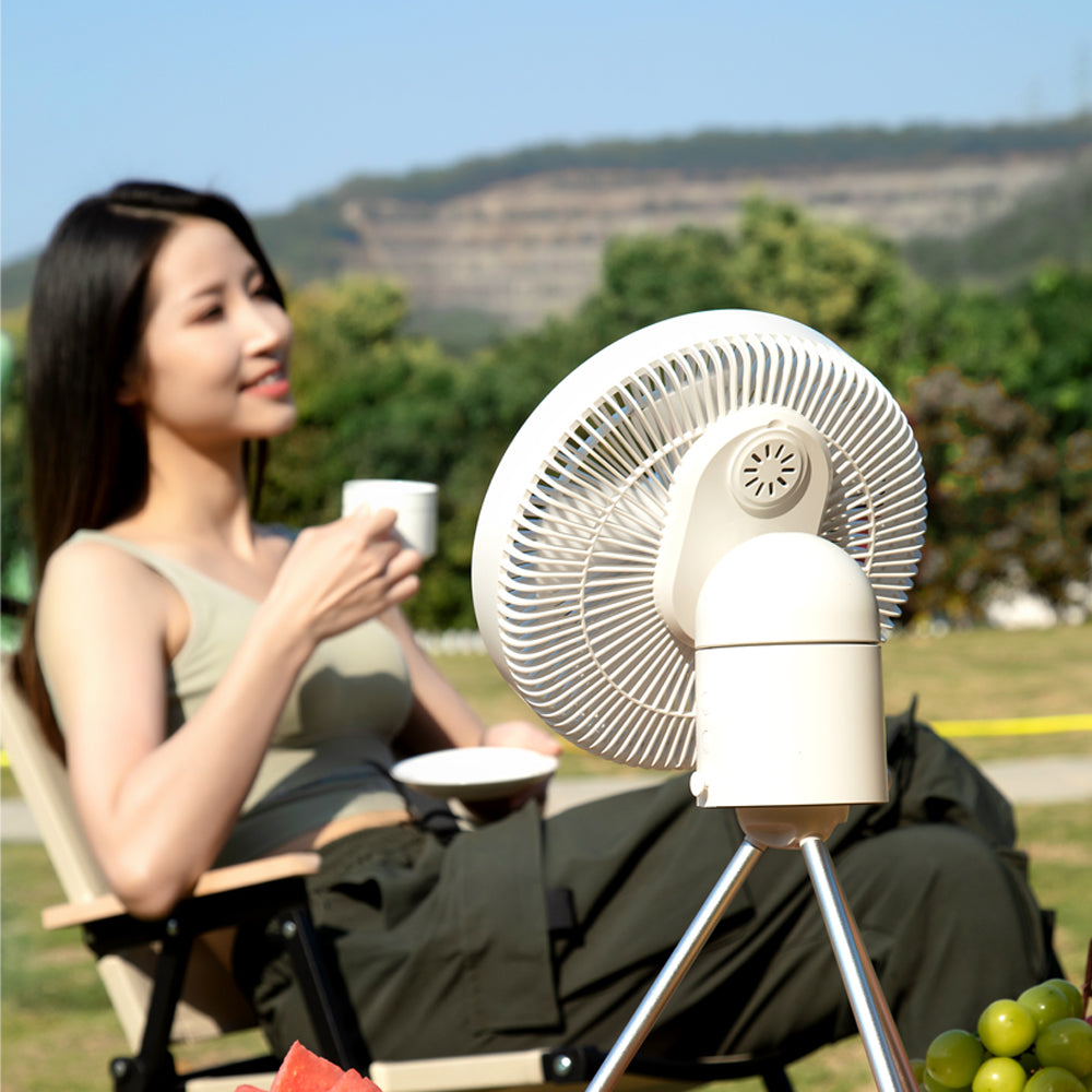 Oriday Tripod Camping Fan | Silent Rechargeable Floor Fan with Remote Control & LED Light – Portable for Tent or Home Use