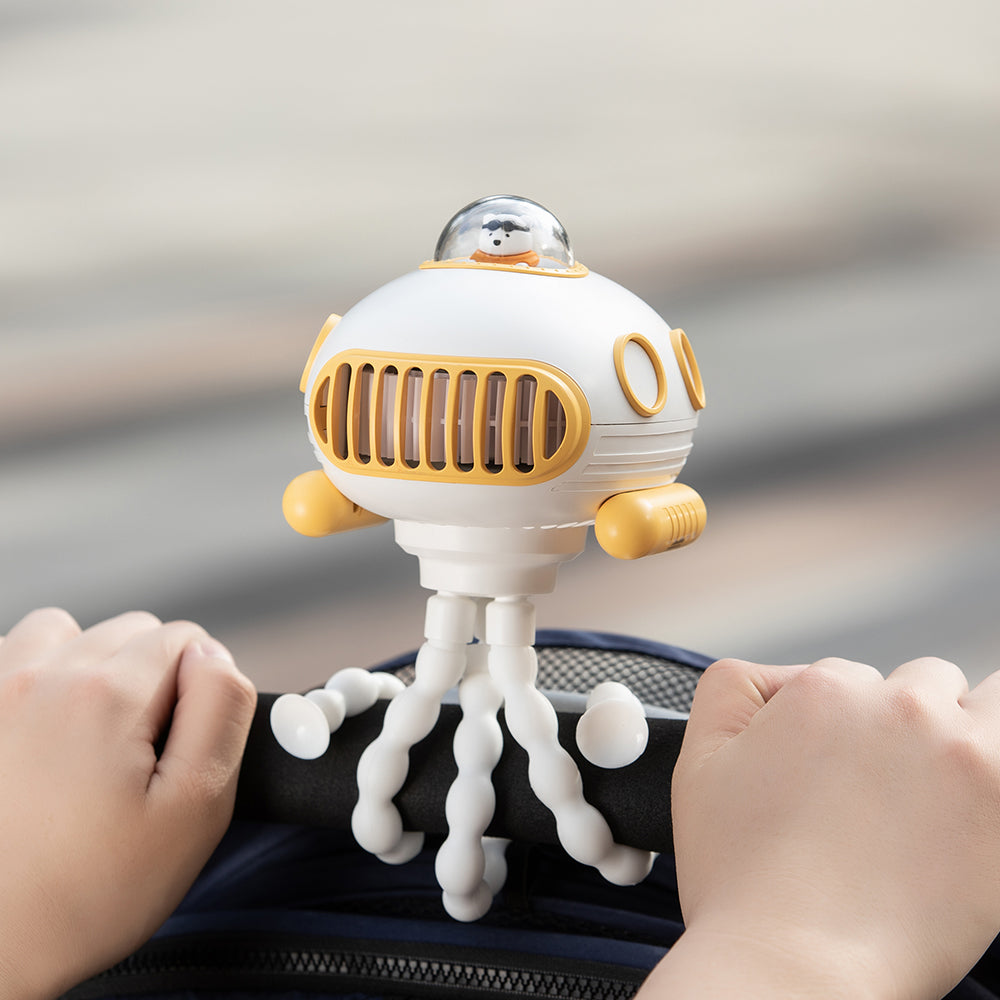 Oriday 嬰兒車風扇|八爪魚造型無葉風扇・USB充電靜音防夾手・寶寶專用便攜小風扇