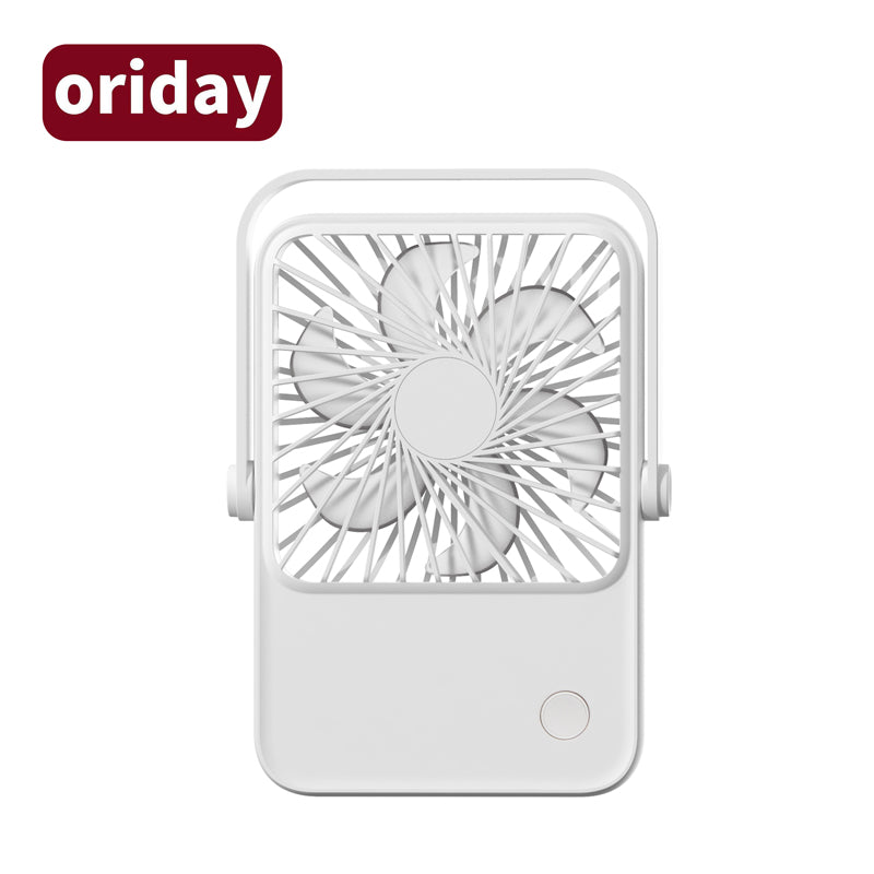 Oriday Desktop Fan with silent operation, powerful airflow, mini portable design, lightweight, with adjustable head, can be hung or placed, USB charging, 1200mAh battery, long-lasting, cooling, suitable for home, office, and dormitory use