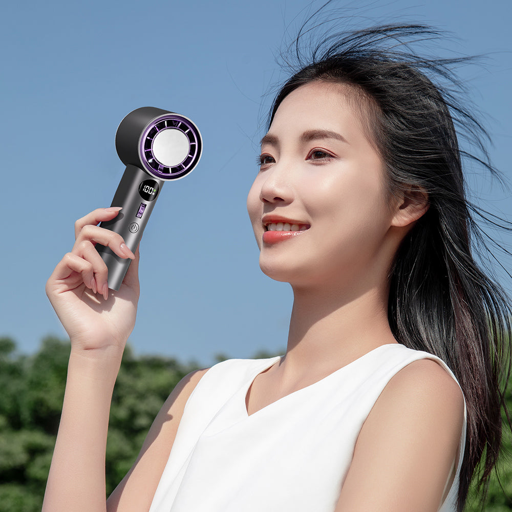 迷你製冷手持風扇|100檔高速・冰敷降溫・USB充電便攜|學生宿舍/辦公室/戶外必備