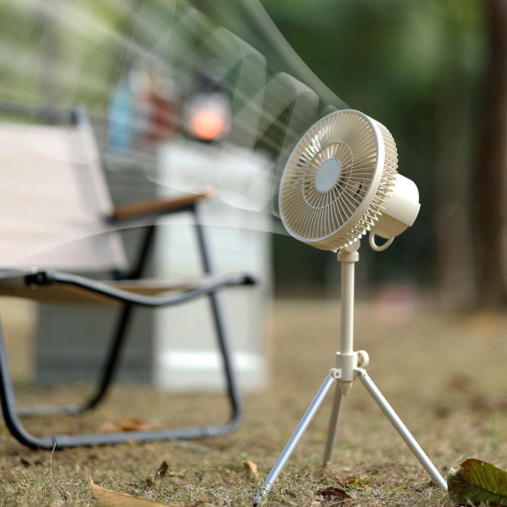 Oriday Tripod Outdoor Fan|Rechargeable Foldable Fan ・ Remote Control, Oscillation, Night Light & Mosquito Repellent ・ Long-Lasting for Camping and Home Use