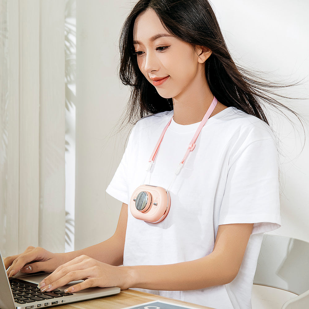 Oriday 掛脖風扇|USB充電迷你便攜・靜音製冷冰敷・學生上課戶外運動家用辦公桌面風扇