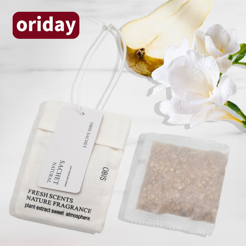 oriday fragrance bag, long-lasting scent, for use in the bedroom, wardrobe, suitcase, scented sachets, odor remover, car hanging accessory, 6 scent options available, individually packaged, Eastern products