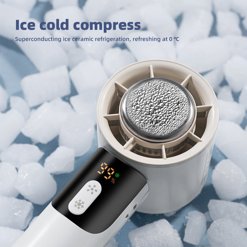 Oriday semiconductor handheld cooling fan – compact size, 100-speed levels, strong airflow, USB rechargeable, ultra-long battery life, high-speed cooling. Perfect for home, students, dormitories, offices, outdoor use, and portable on-the-go.