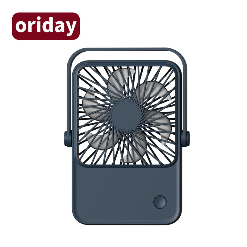 Oriday Desktop Fan with silent operation, powerful airflow, mini portable design, lightweight, with adjustable head, can be hung or placed, USB charging, 1200mAh battery, long-lasting, cooling, suitable for home, office, and dormitory use