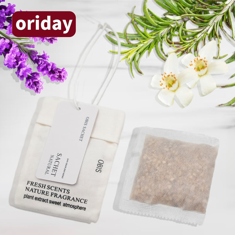oriday fragrance bag, long-lasting scent, for use in the bedroom, wardrobe, suitcase, scented sachets, odor remover, car hanging accessory, 6 scent options available, individually packaged, Eastern products