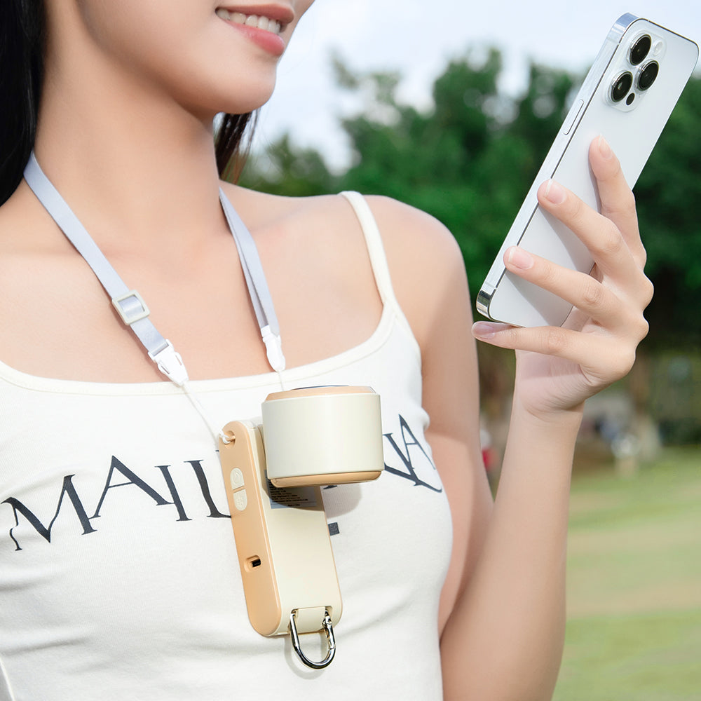 Oriday Handheld Cooling Ice Pack Fan, Foldable, Portable, Rechargeable, 3000mAh Ultra-Long Battery Life, Summer Cold Wind Cannon, Carabiner Neck Hanging, Bedroom, Living Room, Outdoor, Portable Oriental Good.