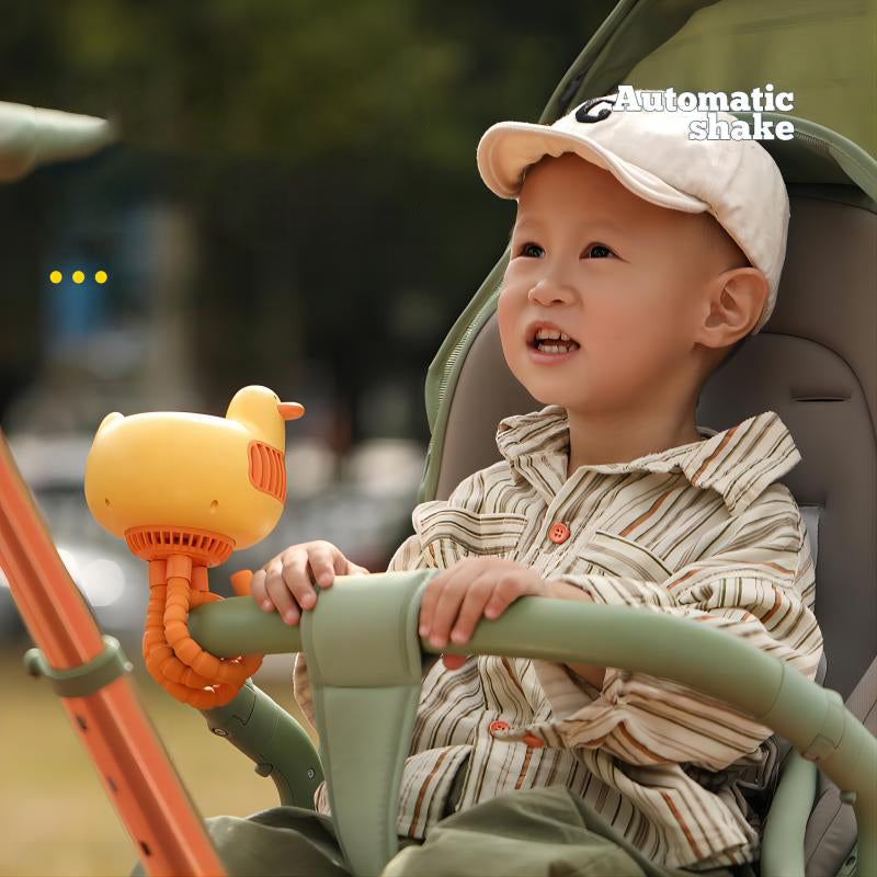 【Oriday Original】Stroller Fan|Portable Bladeless Oscillating Design|Silent and Finger-Safe|Rechargeable Gentle Breeze Cooling Fan for Babies