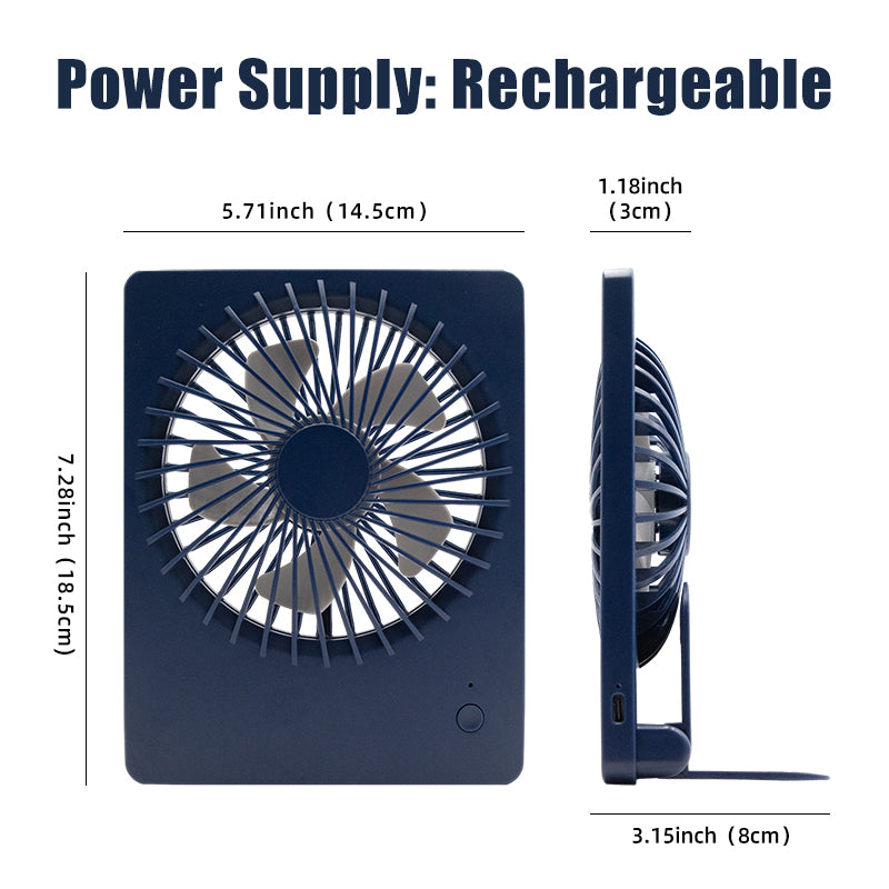 Oriday 方形桌面風扇|大風力靜音可搖頭摺疊・USB充電便攜製冷風扇・學生/辦公室通用款