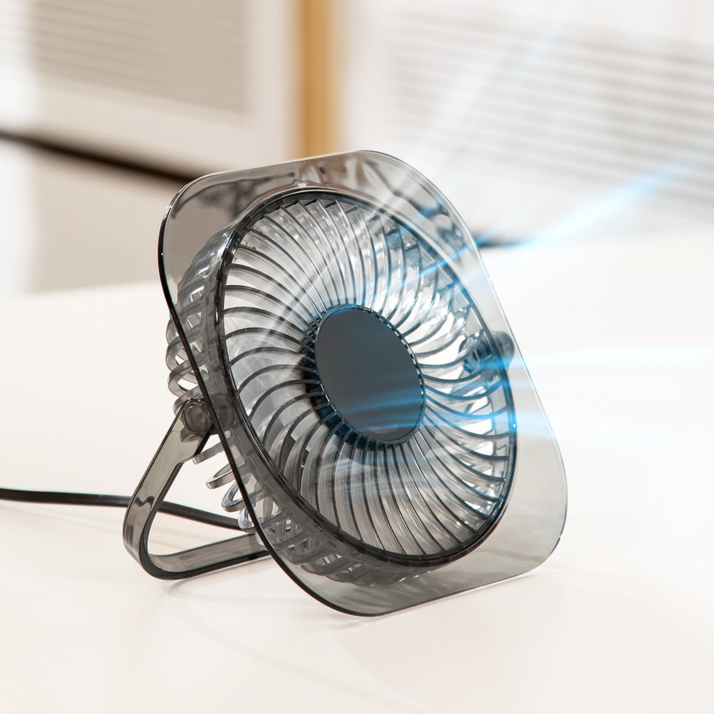 2025 New Transparent Desktop Mini Fan – Foldable, Silent, Ultra-thin, with Fan-shaped Night Light. Perfect for home, bedroom, student dormitory, and office desk use. By Oriday.