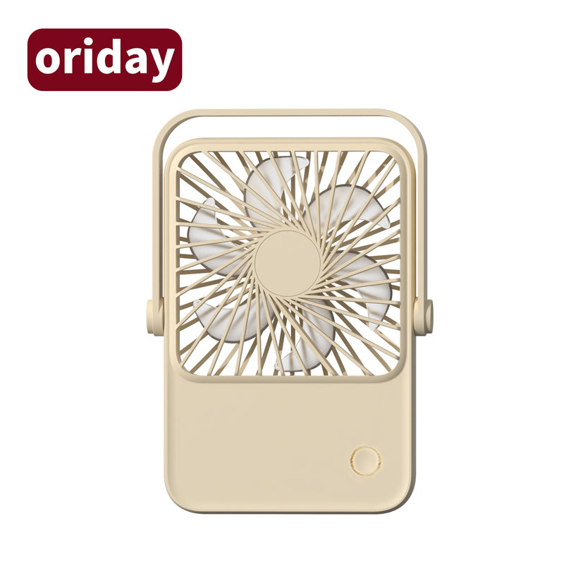 Oriday Desktop Fan with silent operation, powerful airflow, mini portable design, lightweight, with adjustable head, can be hung or placed, USB charging, 1200mAh battery, long-lasting, cooling, suitable for home, office, and dormitory use