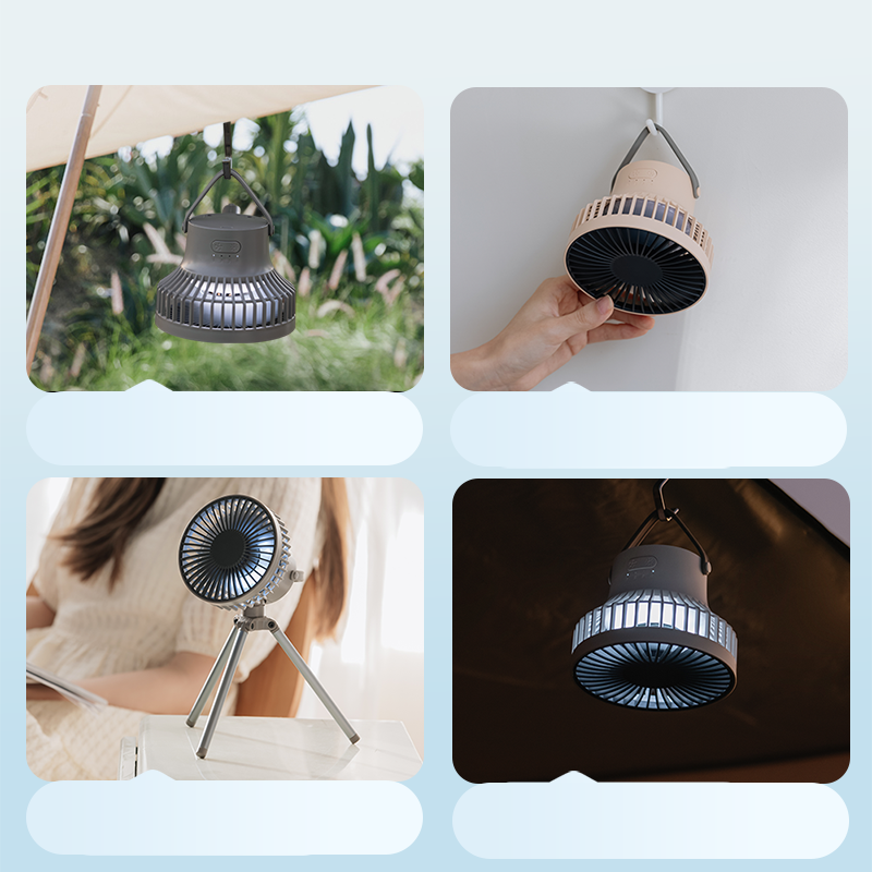 Oriday 三腳架露營風扇|便攜式充電懸掛立式風扇・大容量電池超長續航・戶外靜音家用適用