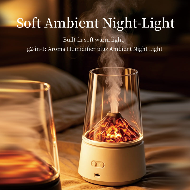 oriday Volcano-Shaped Aroma Diffuser | 170mL Water Tank · Warm Ambient Light · Dual Mist Modes | Ideal for Bedroom, Living Room & Office