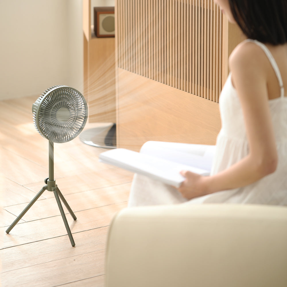 Oriday Tripod Outdoor Fan|Rechargeable Foldable Fan ・ Remote Control, Oscillation, Night Light & Mosquito Repellent ・ Long-Lasting for Camping and Home Use