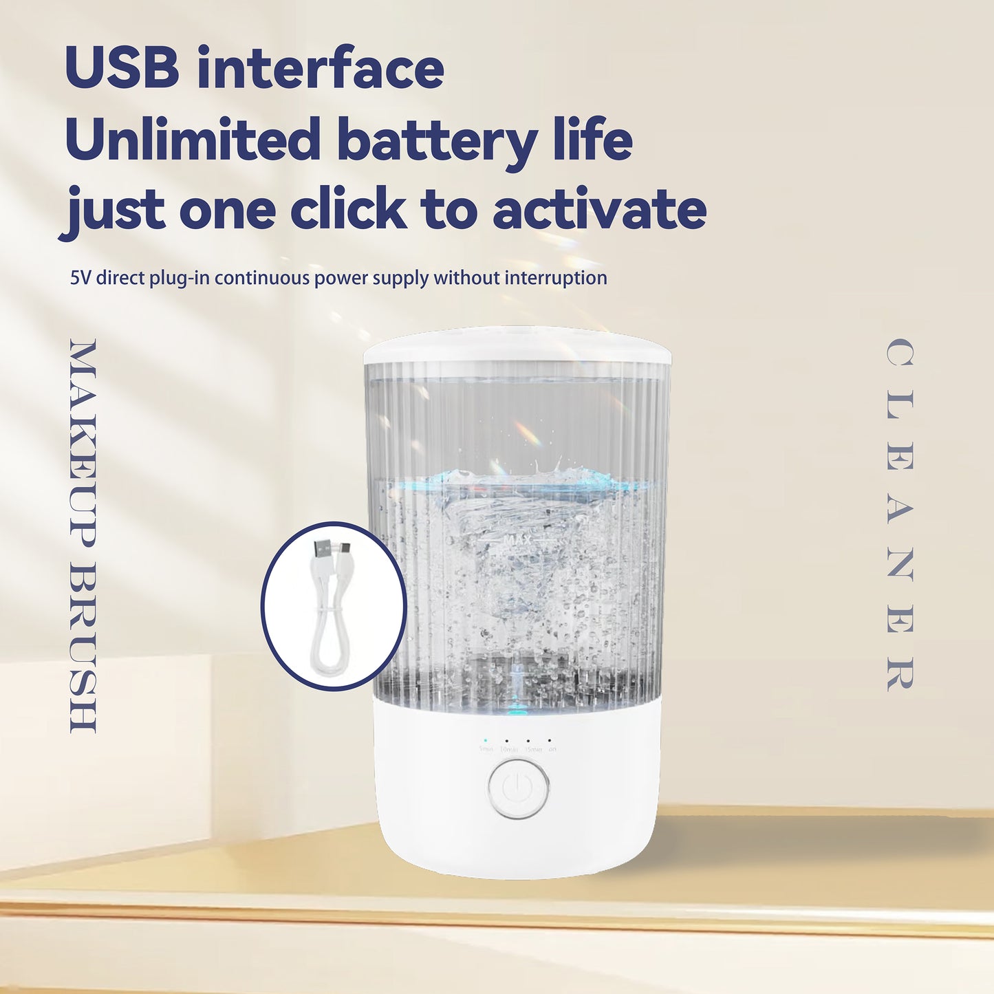 Oriday Makeup Brush Cleaner|Rechargeable Electric Automatic Washer with Fast Drying, Blue Light Sterilization & Integrated Cleaning