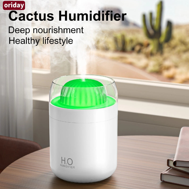 Oriday Cactus USB Humidifier | Silent High-Mist Aroma Diffuser | Ideal for Home and Office