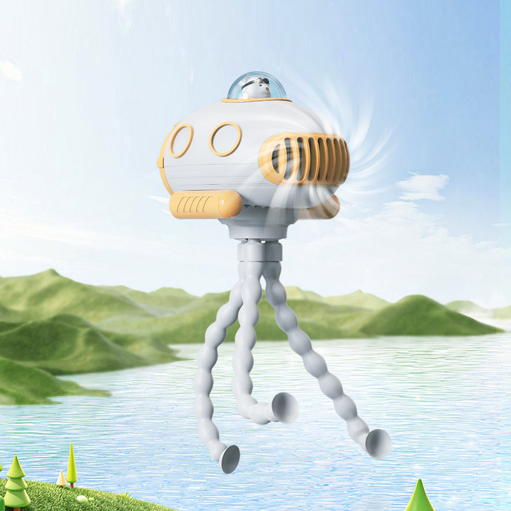 Oriday 嬰兒車風扇|八爪魚造型無葉風扇・USB充電靜音防夾手・寶寶專用便攜小風扇