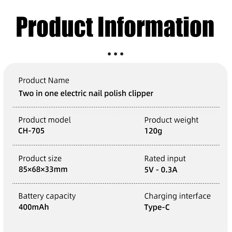 Oriday 電動剪磨指甲機|自動修甲器・充電式設計・成人/老人/小孩手腳兩用・厚指甲適用