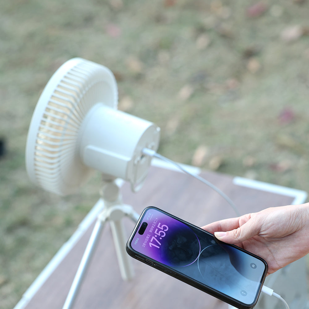 Oriday Tripod Outdoor Fan|Rechargeable Foldable Fan ・ Remote Control, Oscillation, Night Light & Mosquito Repellent ・ Long-Lasting for Camping and Home Use