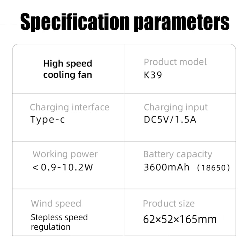 oriday High-speed Cooling Handheld Fan with Semiconductor Cooling, Quiet, Portable, Rechargeable, High-Quality, Wireless, for Home, Desk, Dormitory, Office, Travel