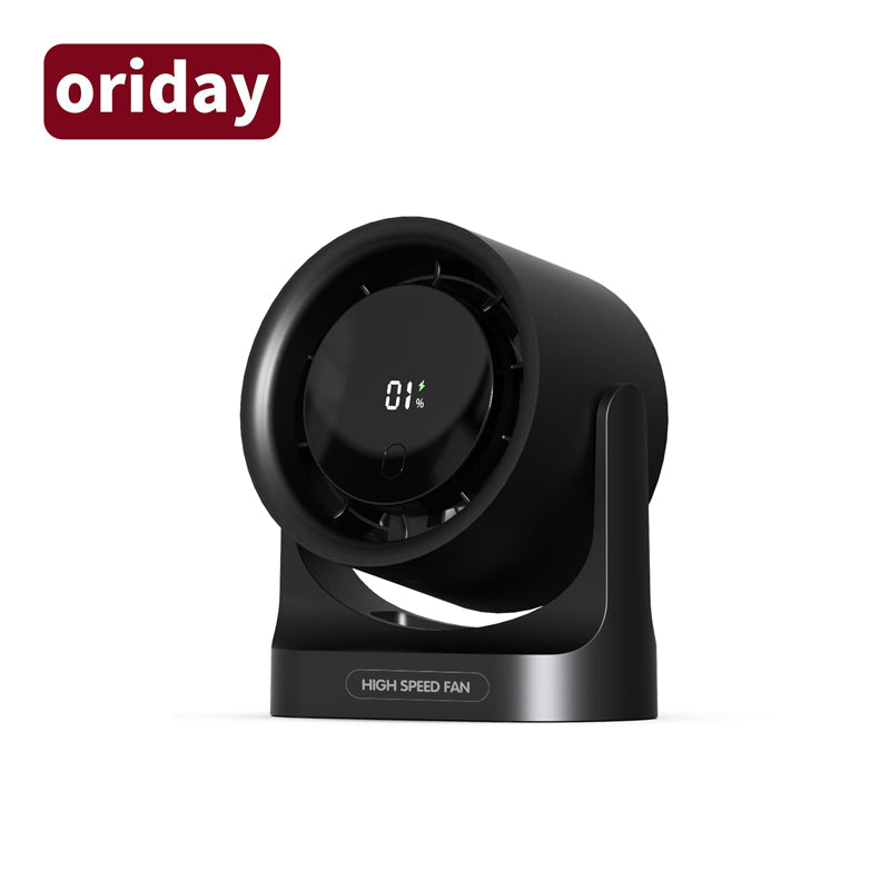 Oriday 數顯高速桌面風扇|循環送風・超強續航・遙控定時・免打孔壁掛・宿舍/辦公室/廚房適用
