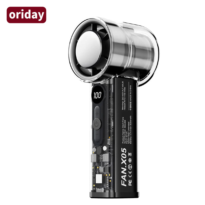 Oriday 高速手持冷敷風扇|USB充電・數顯靜音迷你風扇・家用桌面戶外降溫神器