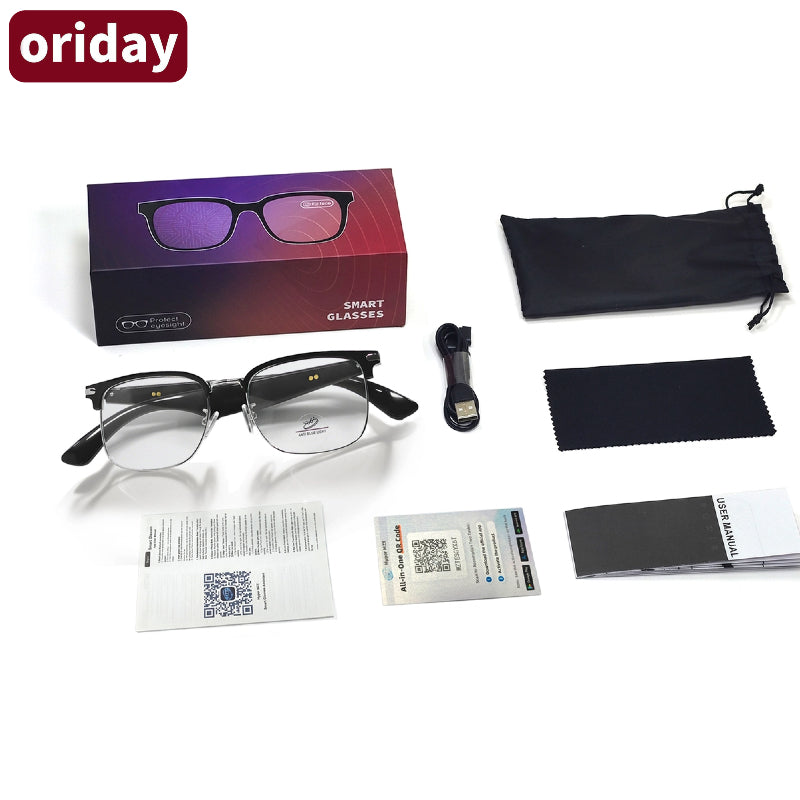 Oriday 多功能AI翻譯眼鏡|語音助手+遙控拍照|UV400防紫外線|商務休閒兩用GY600