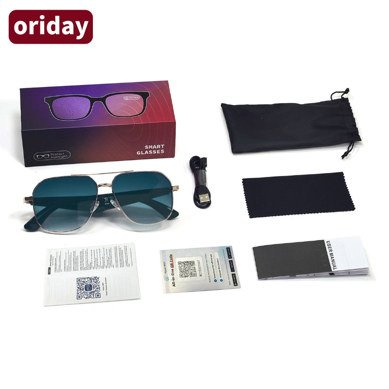 Oriday 智能AI翻譯太陽眼鏡|防眩光偏光片 UV400防護|音樂+通話+語音助手GY100