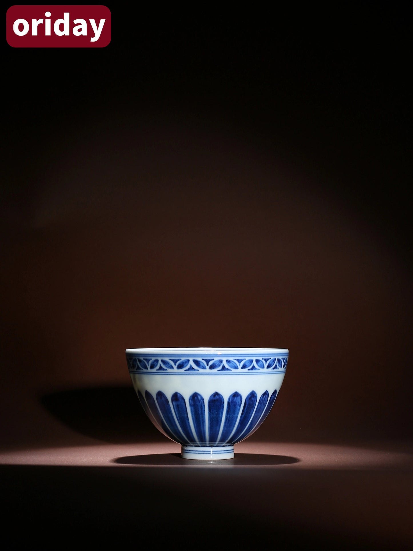 Oriday Hand-painted Chicken Heart-shaped Tea Cup Host Cup with Ming Yongle-style Chrysanthemum Petal Pattern High-end Single Chinese Ceramic Cup