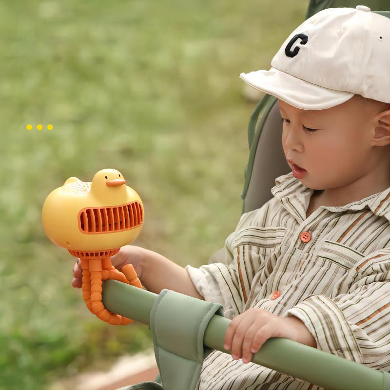 【Oriday Original】Stroller Fan|Portable Bladeless Oscillating Design|Silent and Finger-Safe|Rechargeable Gentle Breeze Cooling Fan for Babies
