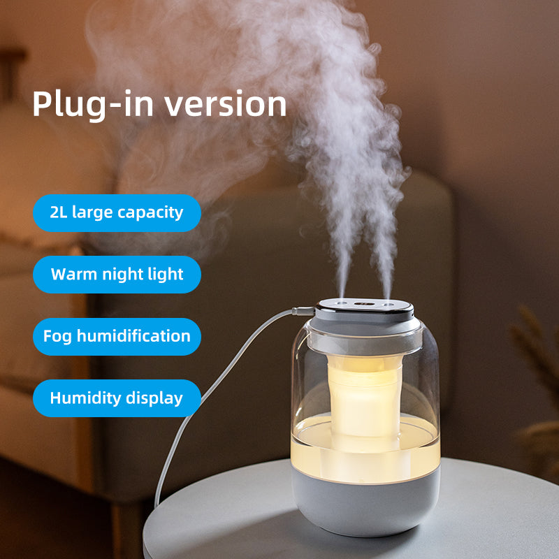 Oriday Dual Mist Humidifier | 2L Large Capacity, USB Portable + Ambient Light | Ideal Humidifying Gift for Home, Office, Pregnant Women & Babies