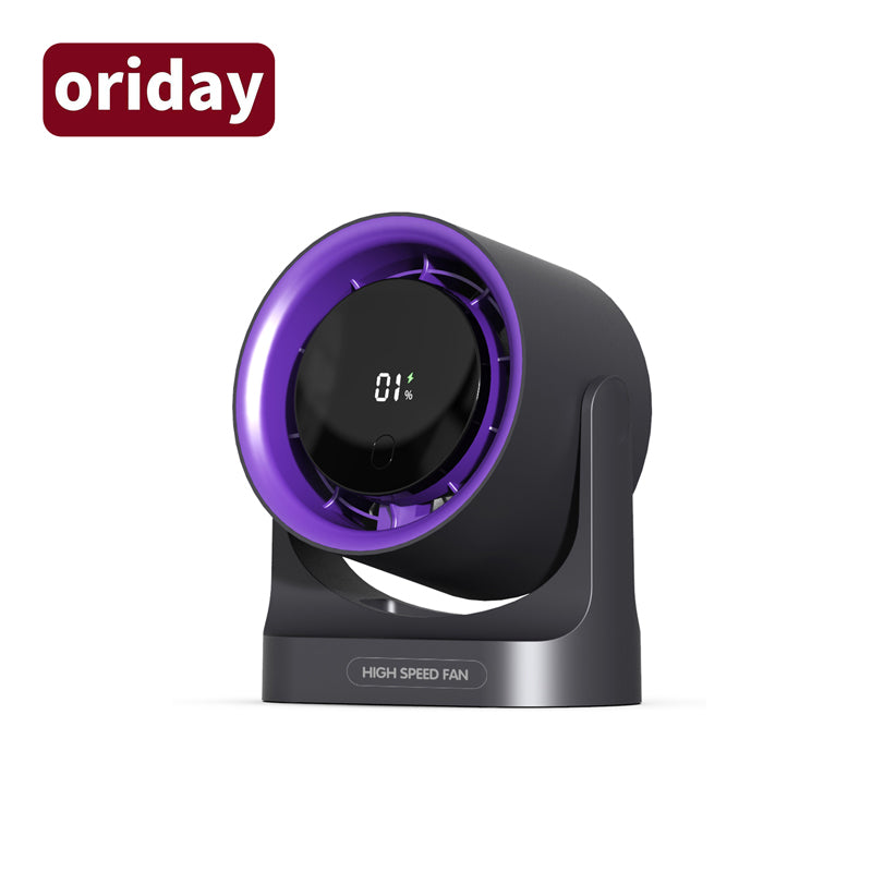 Oriday 數顯高速桌面風扇|循環送風・超強續航・遙控定時・免打孔壁掛・宿舍/辦公室/廚房適用