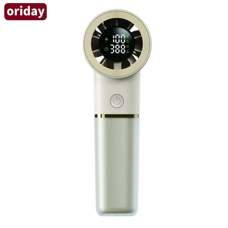 Oriday便攜手持風扇 智能數顯倒數計時 100 檔無級調速 磁懸浮靜音 4500mAh 長續航 Type-C 快充手持掛繩桌面三用 200g 輕巧防夾手
