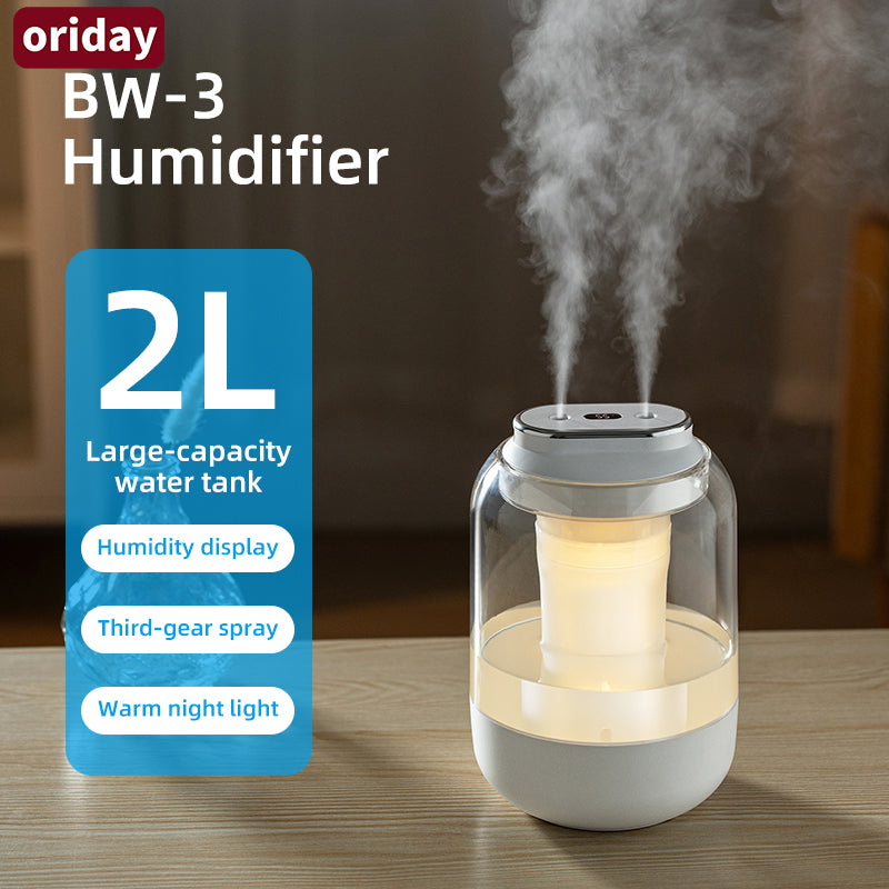 Oriday Dual Spray Humidifier 2L Large Capacity | Silent Nano Mist USB Charging | For Home, Office, Pregnant Women, and Babies – Great as a Gift