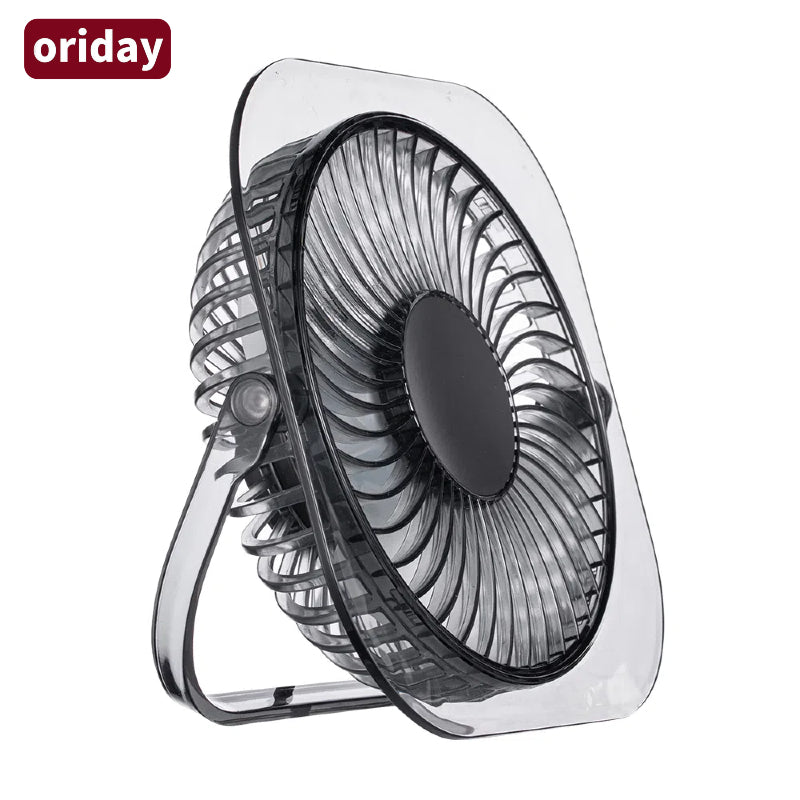 2025 New Transparent Desktop Mini Fan – Foldable, Silent, Ultra-thin, with Fan-shaped Night Light. Perfect for home, bedroom, student dormitory, and office desk use. By Oriday.