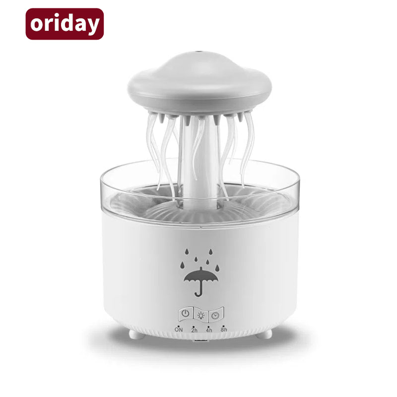 【Silent Heavy Mist】Jellyfish Raindrop Rotating Aroma Diffuser|Colorful Ambient Light + Essential Oil Diffusion|Home Bedroom Humidifier