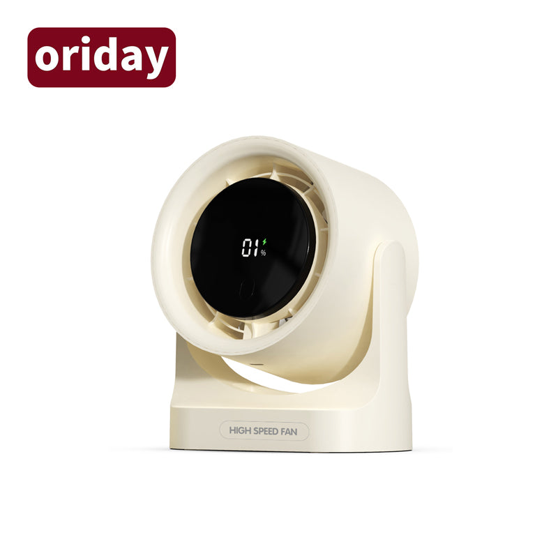 Oriday 數顯高速桌面風扇|循環送風・超強續航・遙控定時・免打孔壁掛・宿舍/辦公室/廚房適用