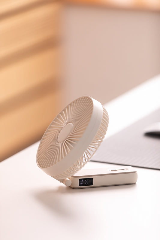 Oriday Multifunctional Handheld Fan, foldable with desk fan, 4-speed wind adjustment, quiet, 3600mAh long-lasting battery, Type-C fast charging, 3-in-1 use (handheld, wall-mounted, or desk fan)

