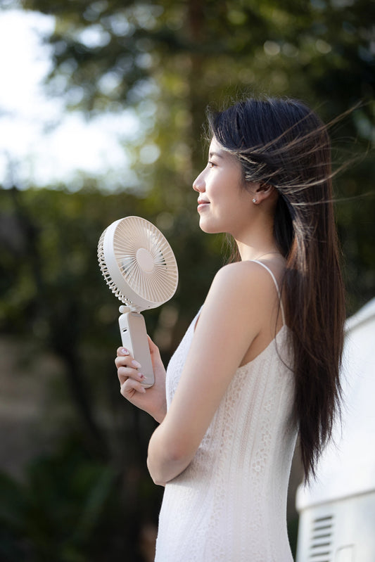 Oriday Multifunctional Handheld Fan, foldable with desk fan, 4-speed wind adjustment, quiet, 3600mAh long-lasting battery, Type-C fast charging, 3-in-1 use (handheld, wall-mounted, or desk fan)
