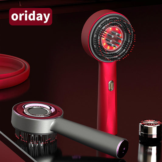 Oriday 紅光激光頭皮按摩梳｜多功能生髮護理梳・電動抓揉導液設計・便攜家用節日送禮推薦