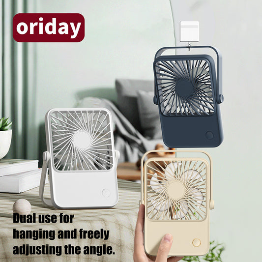 Oriday 輕薄便攜桌面風扇｜靜音大風力・搖頭掛立兩用・USB充電1200mAh長續航・家用／辦公室／宿舍適用