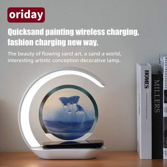Oriday Creative Stress Relief Sand Art Night Light – Hourglass Decoration for Office, Living Room, or Bedroom, Light Luxury Home Decor by Oriental Premium