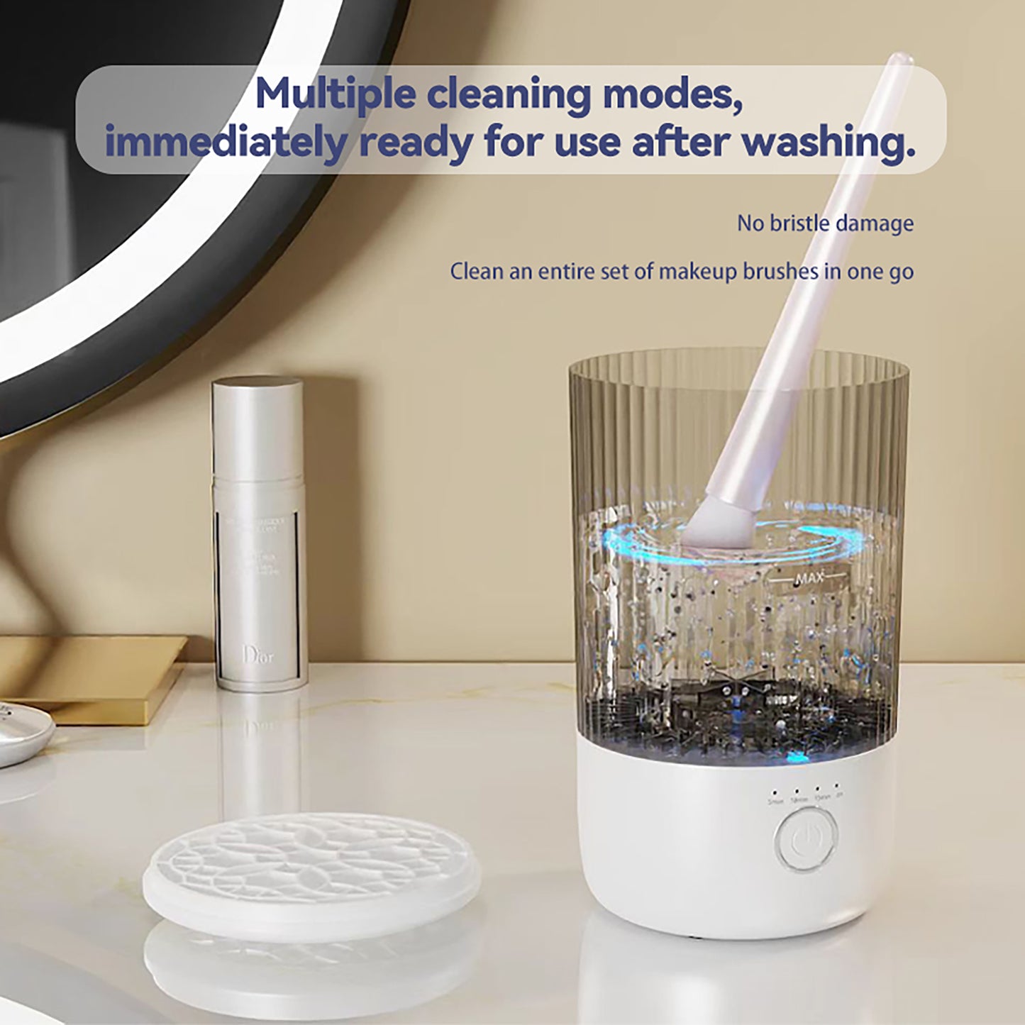 Oriday Makeup Brush Cleaner｜Rechargeable Electric Automatic Washer with Fast Drying, Blue Light Sterilization & Integrated Cleaning