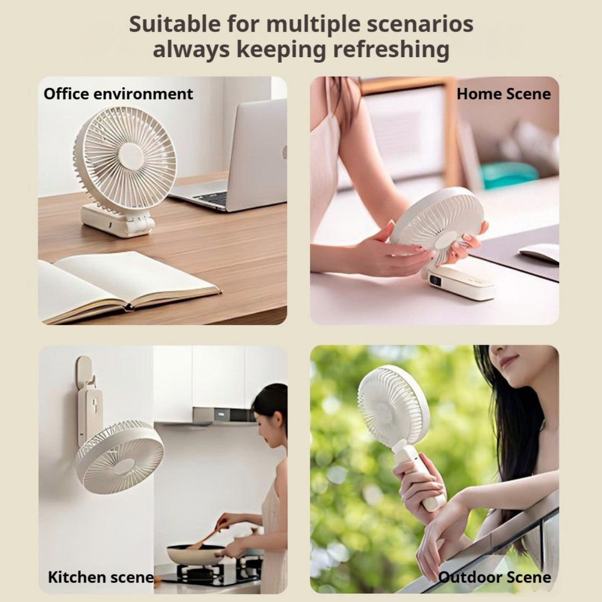 Oriday Multifunctional Handheld Fan, foldable with desk fan, 4-speed wind adjustment, quiet, 3600mAh long-lasting battery, Type-C fast charging, 3-in-1 use (handheld, wall-mounted, or desk fan)
