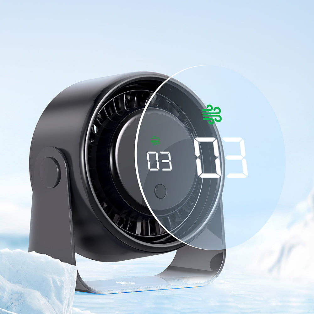 Oriday【夏日消暑神器】掛牆桌面兩用風扇 | 3000mAh長續航充電式 | 無刷靜音+LED數顯 | 露營/辦公室必備 | 香港現貨 杏色/黑色可選