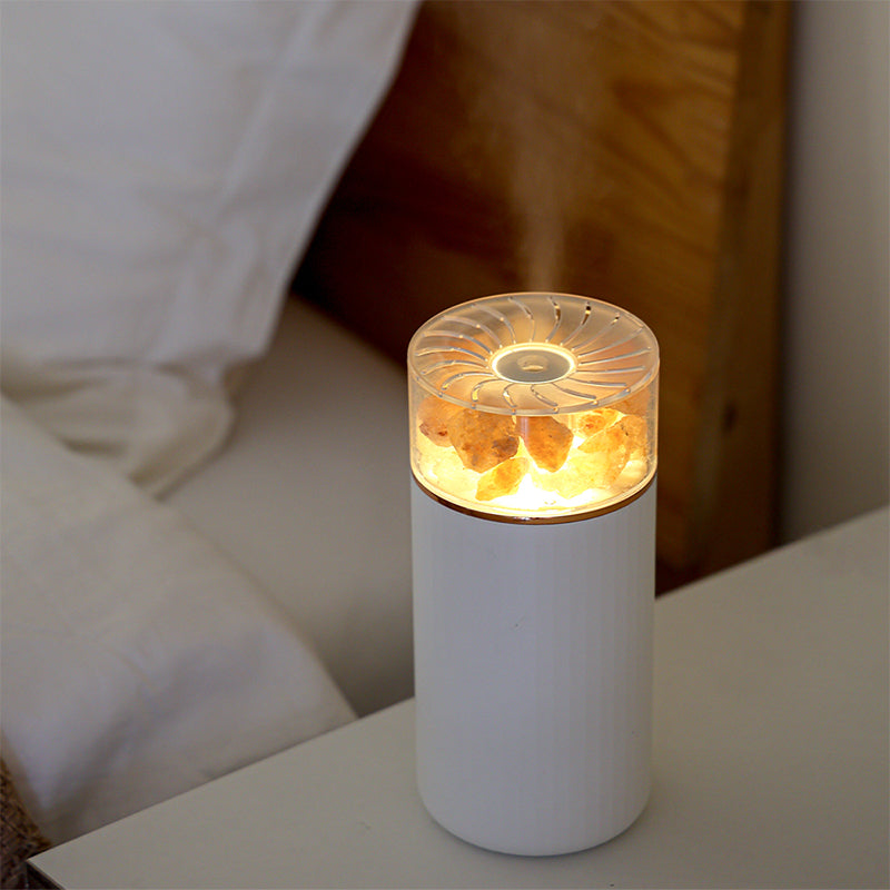oriday 3-in-1 Humidifier + Aroma Diffuser + Ambient Light | 400mL Large Water Tank | Himalayan Natural Crystal Salt Stone for Sleep Aid & Negative Ion Release | Wireless 1200mAh Lightweight & Quiet | 45mL/h Continuous/Intermittent Mist 