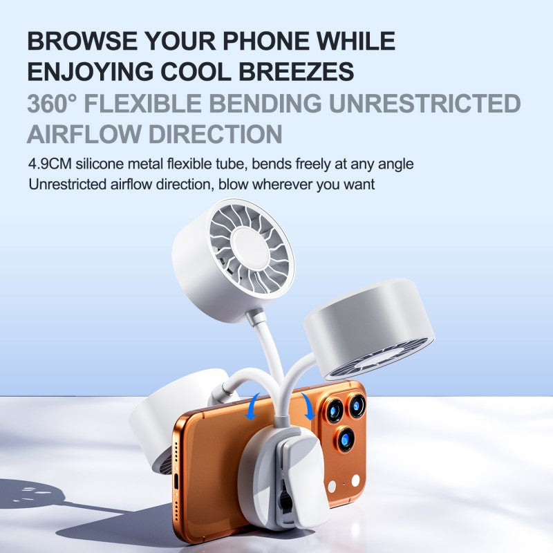 Oriday [2026 New Model] 5-in-1 Magnetic Portable Fan｜360° Flexible Clip-On Mini Fan｜USB Type-C Fast Charging｜3-Speed Powerful & Quiet Cooling｜Portable Fan for Stroller / Office / Outdoor Use