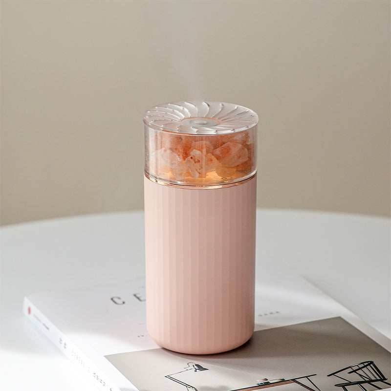 oriday 3-in-1 Humidifier + Aroma Diffuser + Ambient Light | 400mL Large Water Tank | Himalayan Natural Crystal Salt Stone for Sleep Aid & Negative Ion Release | Wireless 1200mAh Lightweight & Quiet | 45mL/h Continuous/Intermittent Mist 