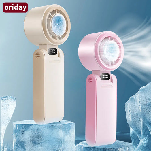 Oriday 可摺疊手持製冷風扇｜3000mAh冰敷冷風機｜便攜掛扣設計 適合戶外/家居/旅行